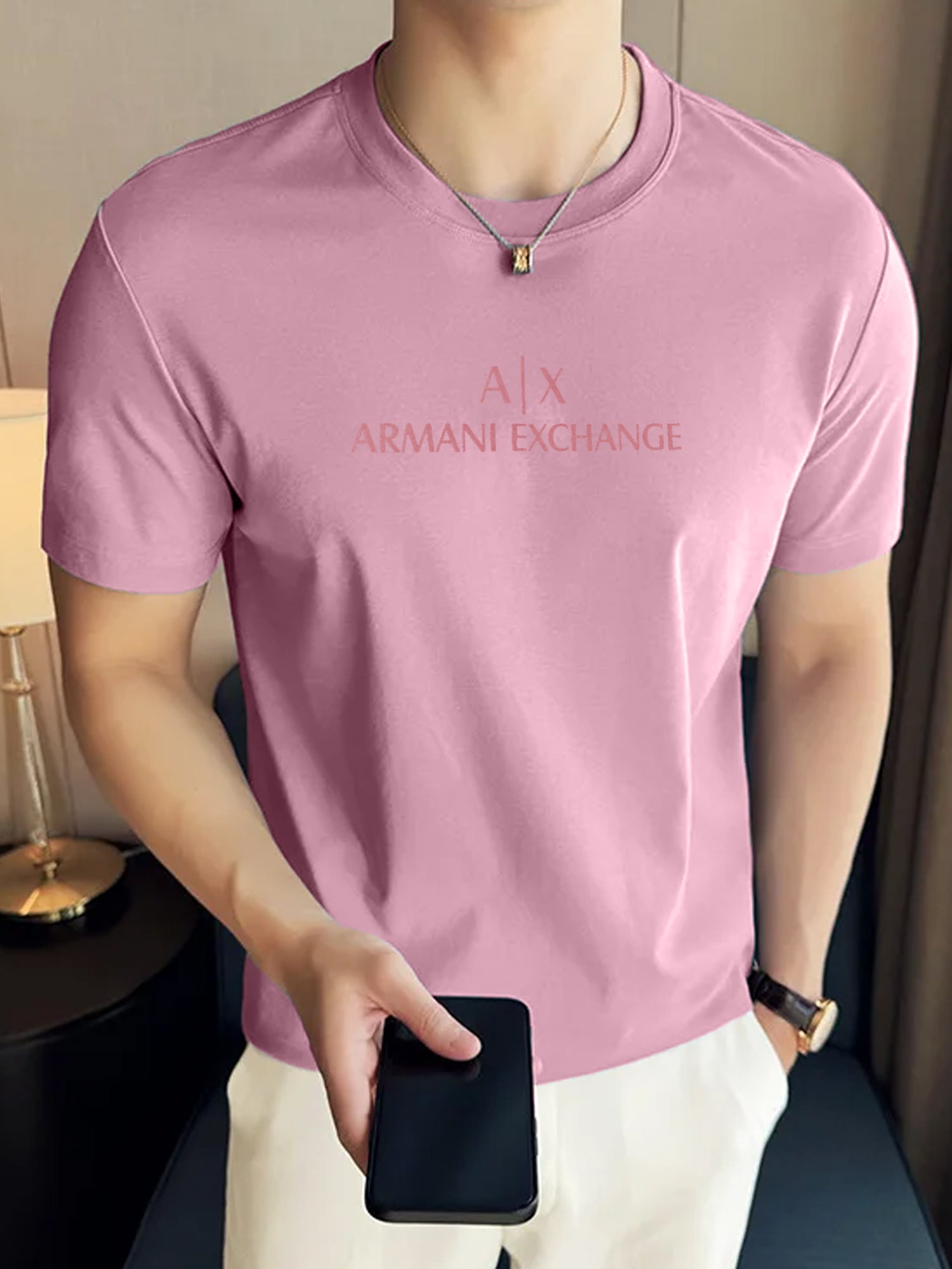 Armni Exchnge Writing Cutline Crew Neck Tee