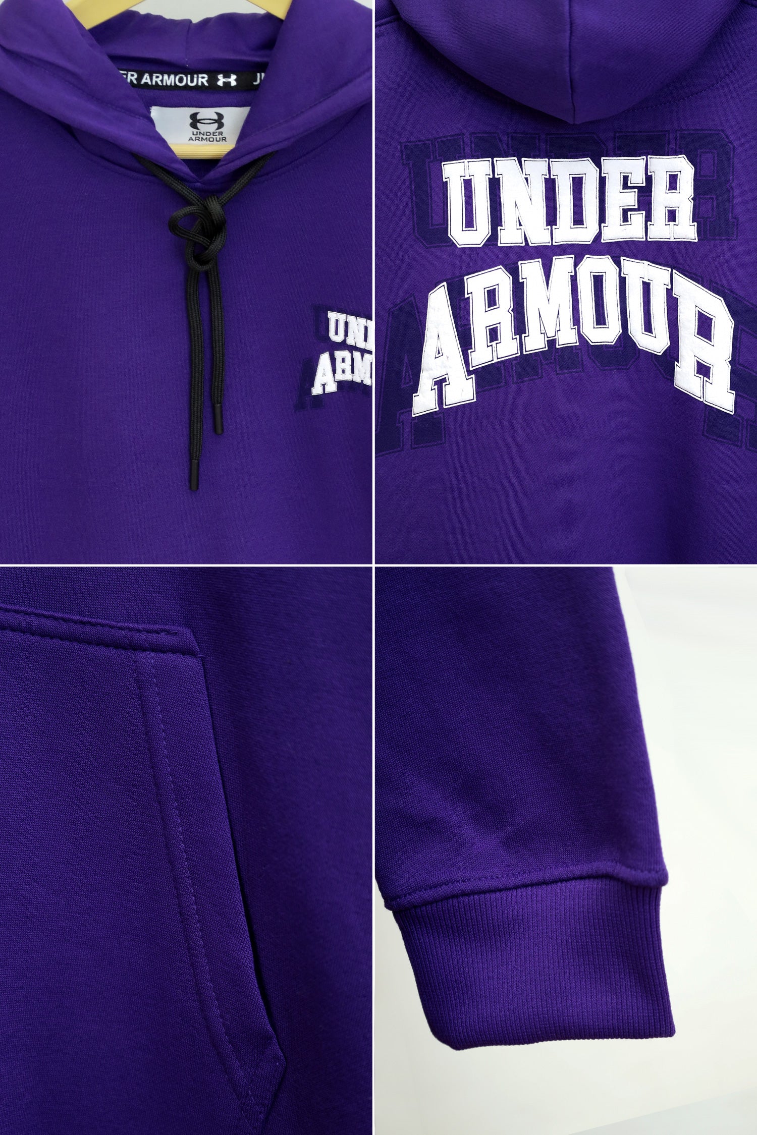 Undr Armr Embroidered Print Essential Fleece Hoodie In Purple