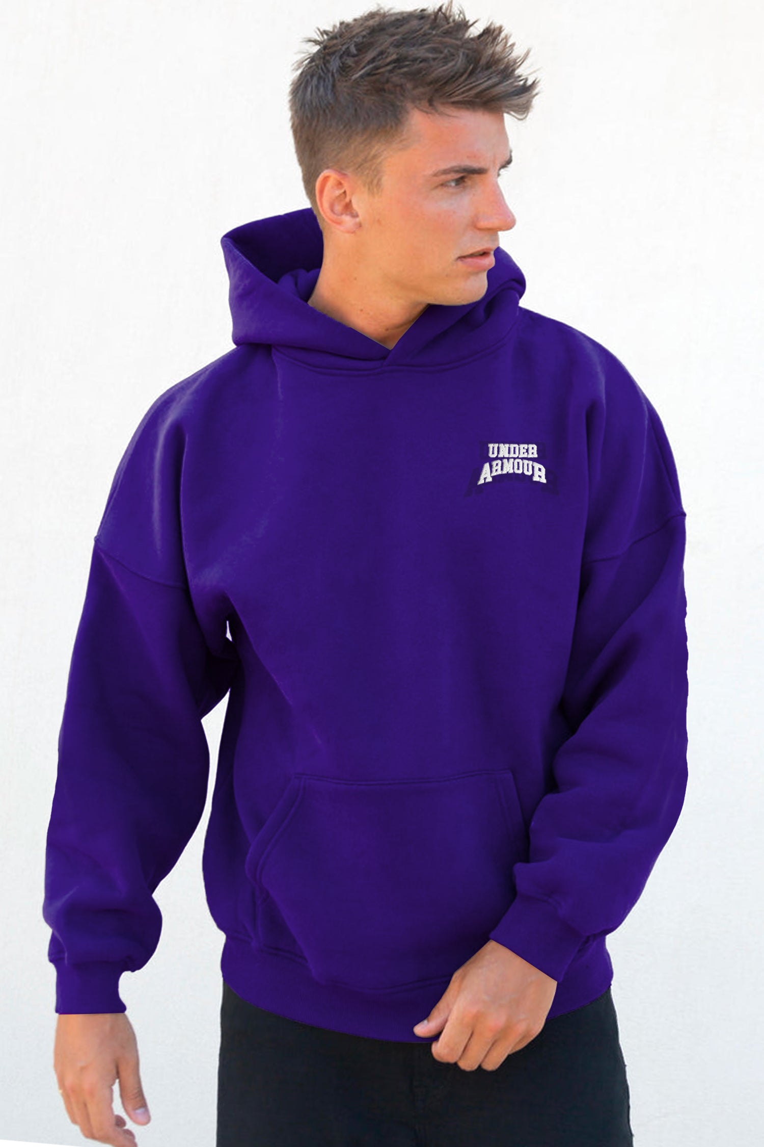 Undr Armr Embroidered Print Essential Fleece Hoodie In Purple