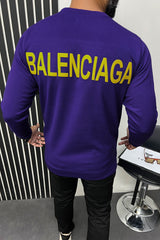 Blncaga Icon Writing Full Sleeves Sweatshirt In Purple