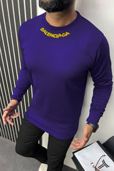 Blncaga Icon Writing Full Sleeves Sweatshirt In Purple