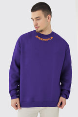 Blncaga Icon Writing Full Sleeves Sweatshirt In Purple