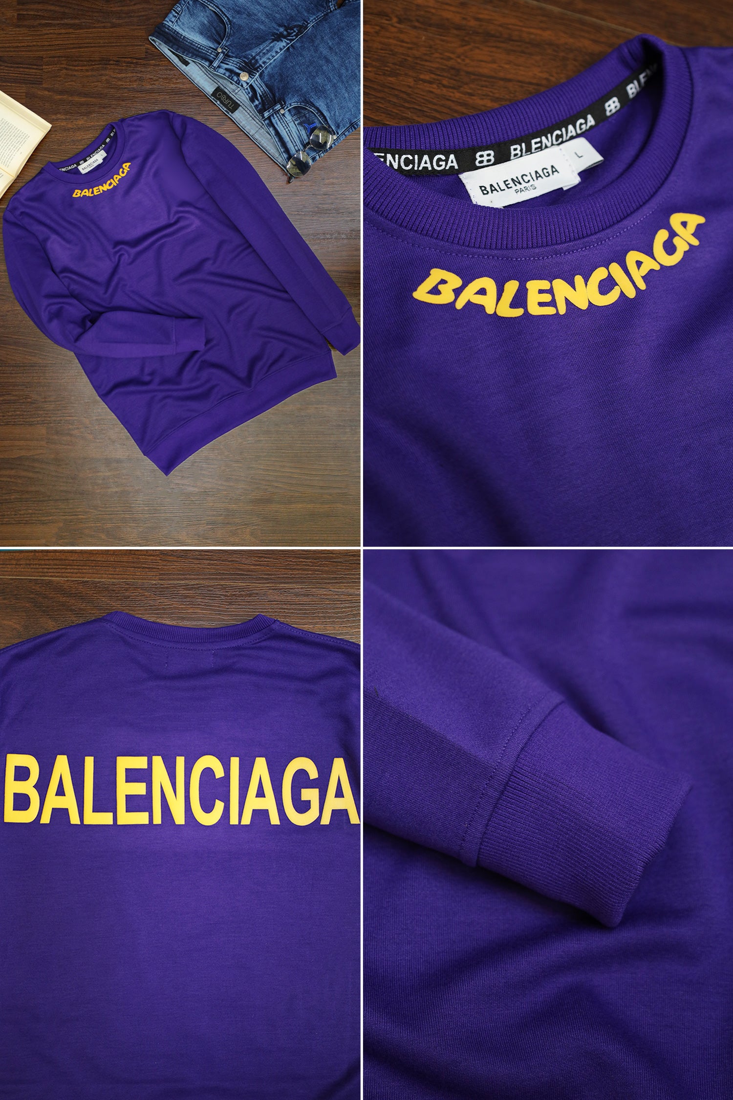 Blncaga Icon Writing Full Sleeves Sweatshirt In Purple