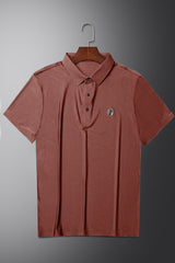 Turbo Trendy Block Pattern Stitchless Men's Polo Shirt In Red Brick