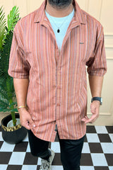 Turbo Spring Edit Textured Casual Shirt In Red Brick