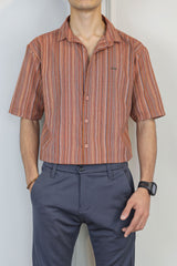 Turbo Spring Edit Textured Casual Shirt In Red Brick