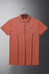 Turbo Polo Striped Travel Zip Collar Men's Polo Shirt