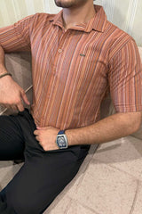 Turbo Spring Edit Textured Casual Shirt In Red Brick