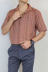 Turbo Spring Edit Textured Casual Shirt In Red Brick