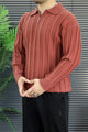 Turbo X Polo Ribbed Texture Quarter-Zip Imported Men's Jumper Sweater In Red Brick