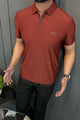 Turbo Holiday Outfit Stitchless Zip Style Men's Polo Shirt In Red Brick