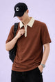 Men's Minimal Design OverSize Polo Shirt In Red Brick