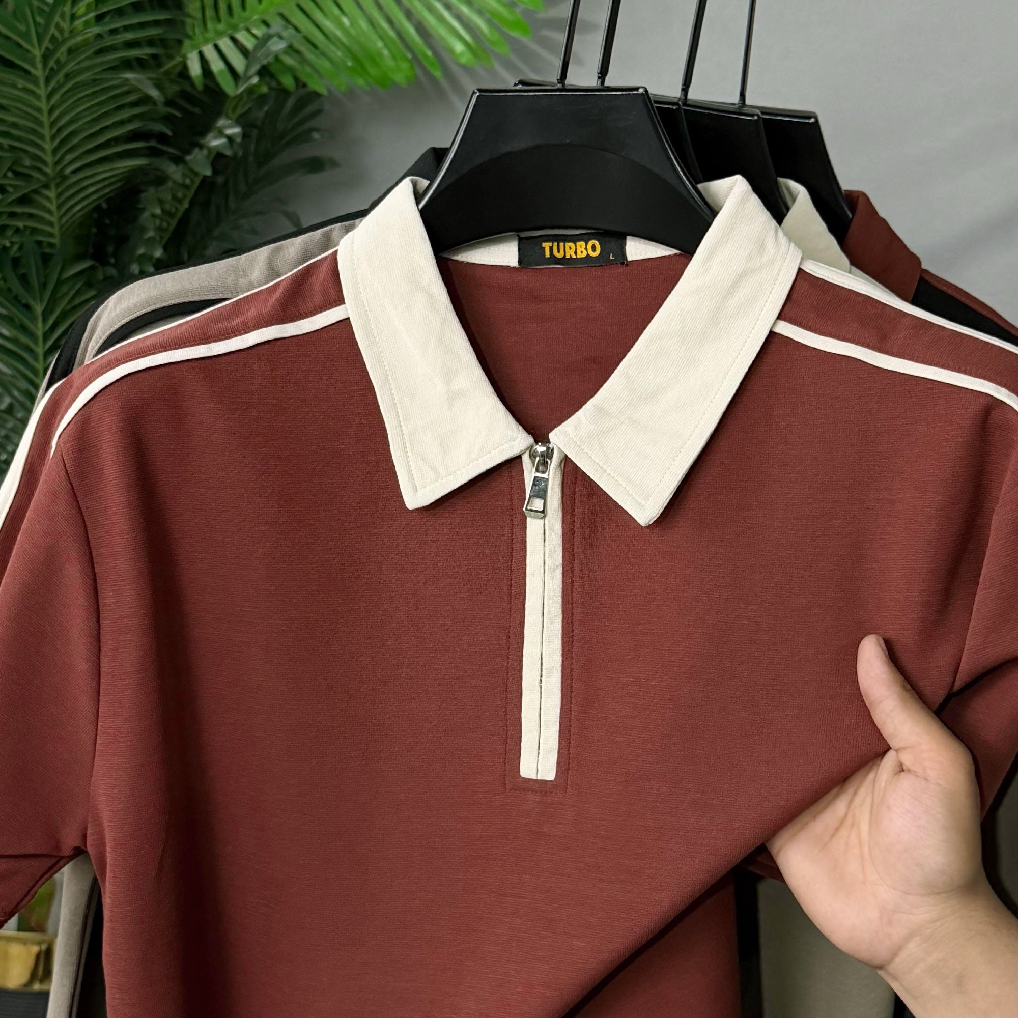 Turbo Short Sleeve Zip-Up Men's Polo Shirt