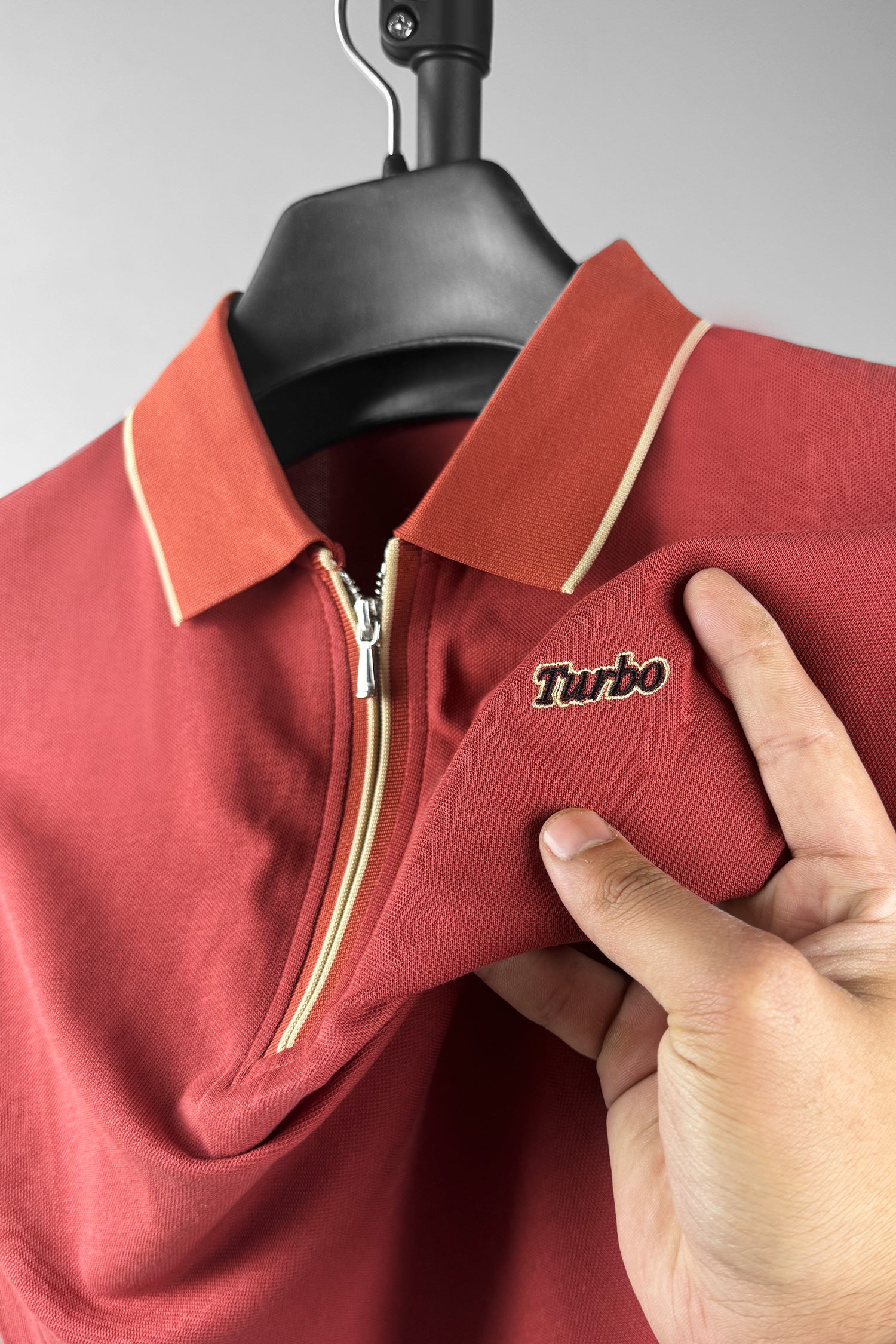 Turbo Studiofit Detailed Zip Collar Men's Polo Shirt