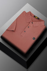 Turbo Trendy Block Pattern Stitchless Men's Polo Shirt In Red Brick
