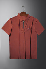 Turbo Holiday Outfit Stitchless Zip Style Men's Polo Shirt In Red Brick