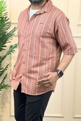 Turbo Spring Edit Textured Casual Shirt In Red Brick