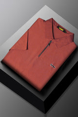 Turbo Holiday Outfit Stitchless Zip Style Men's Polo Shirt In Red Brick