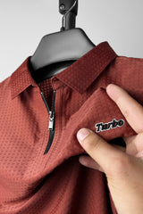 Turbo Holiday Outfit Stitchless Zip Style Men's Polo Shirt In Red Brick