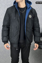 Zipper Motif Quited Hooded Big Size Imported Puffer Jacket