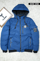 Zipper Motif Quited Hooded Big Size Imported Puffer Jacket