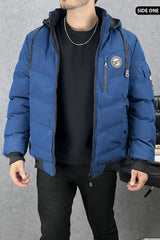 Zipper Motif Quited Hooded Big Size Imported Puffer Jacket