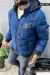 Zipper Motif Quited Hooded Big Size Imported Puffer Jacket