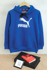 Pma Graphic Printed Logo Essential Fleece Hoodie In Royal Blue