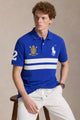 Plo Rph Classic Horizontal Sash Stripes Men's Polo Shirt In Royal Blue