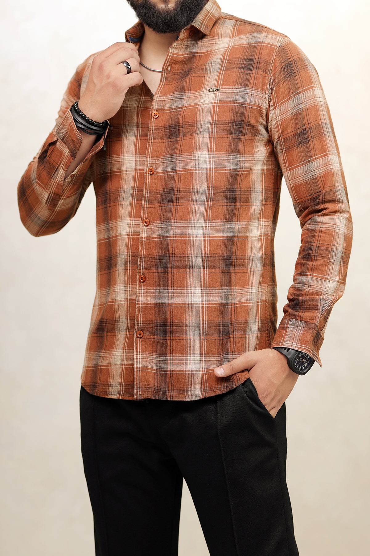 Turbo Tribe Premium Flannel Long Sleeve Cotton Casual Shirt