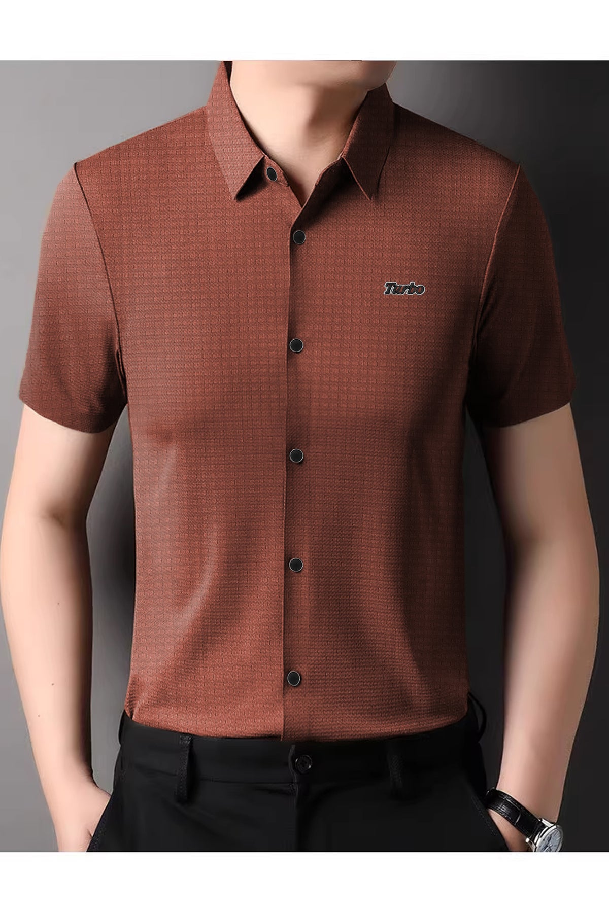 Turbo Block Patterened Gentle Collared Casual Shirt