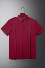 Turbo Polo Spring Lapel Horse Men's Polo Shirt In Maroon