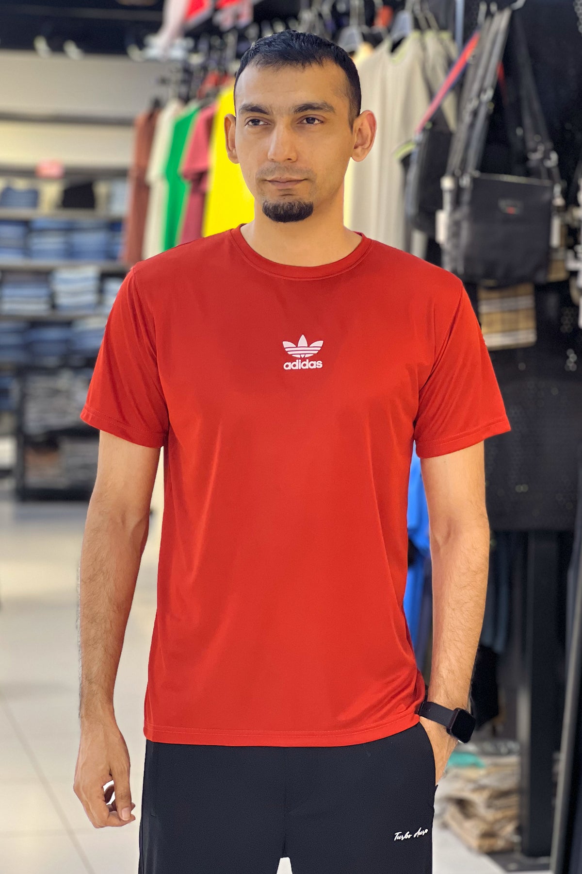Adds Printed Logo Training Dry-Fit Tee In Red
