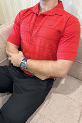 Turbo Knit Craft Crochet Casual Shirt In Red