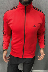 Adds Arm Pocket Style Men Zipper Upper In Red