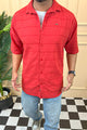 Turbo Knit Craft Crochet Casual Shirt In Red