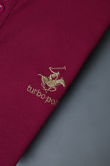 Turbo Polo Spring Lapel Horse Men's Polo Shirt In Maroon