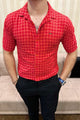 Turbo Premium Lightweight Half Sleeve Casual Shirt In Red