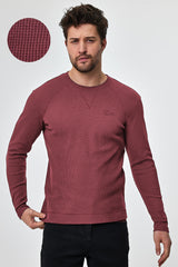 Turbo T Shoulder Style Round Neck Thermal Cotton Men's Sweatshirt In Red Brick