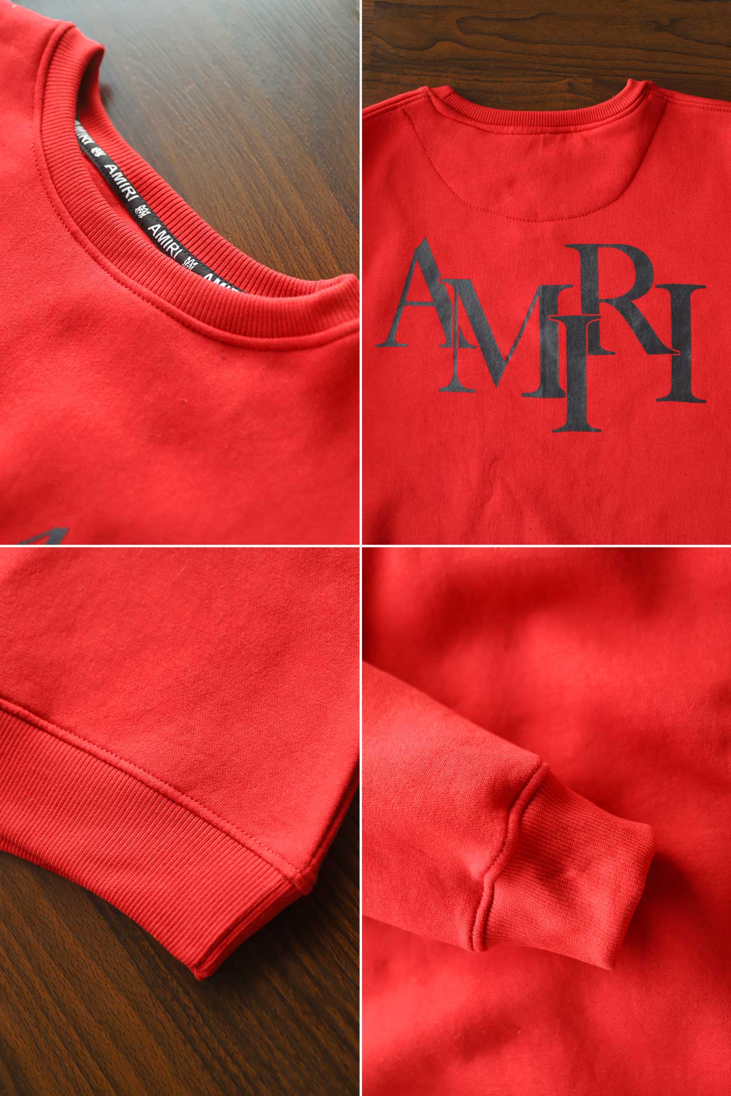 Amri Slogan Signature Crew Neck Full Sleeves Men's Sweatshirt Red