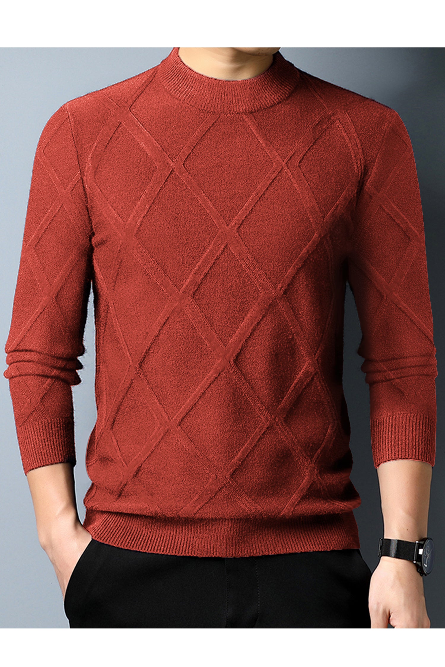 Diamond Crew Neck Men's Cashmere Sweatshirt