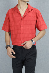 Turbo Knit Craft Crochet Casual Shirt In Red