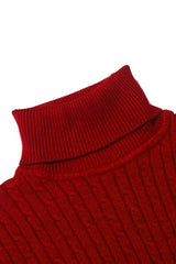 Textured Pattern Turtleneck Cashmere High Neck In Red