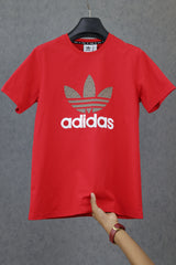 Adds Blend Trefoil Round Imported Neck T-Shirt In Red
