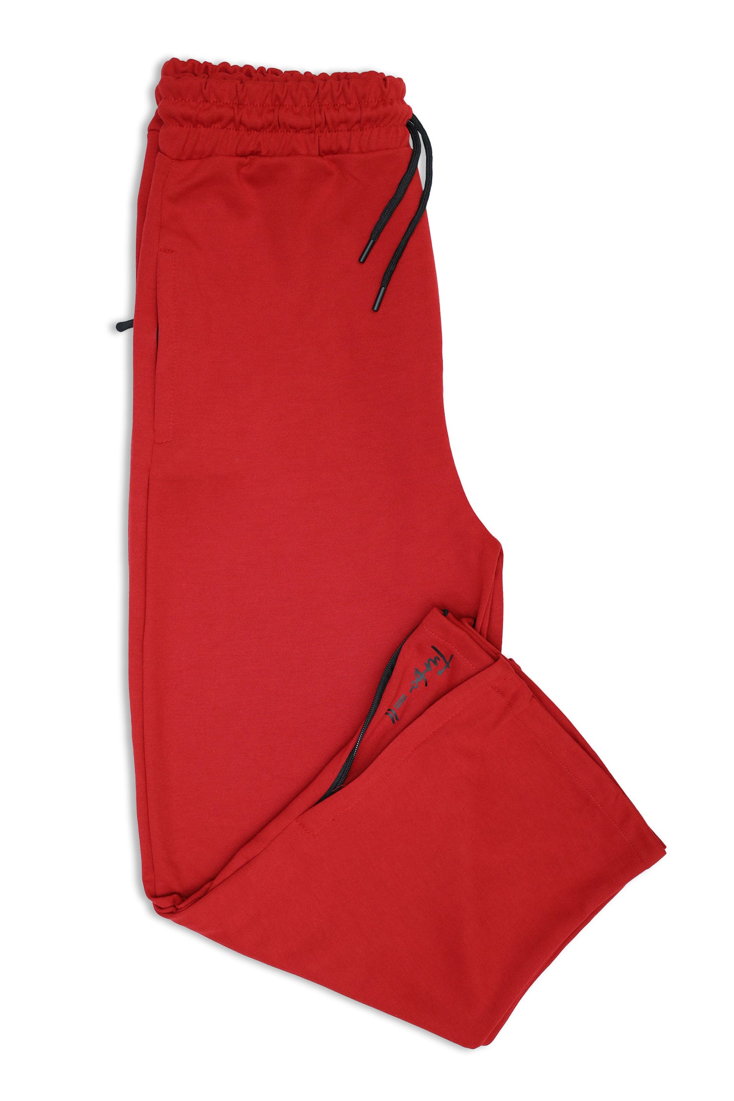 Turbo Loose Zipper Bottom Imp Cotton Blend Trouser In Red