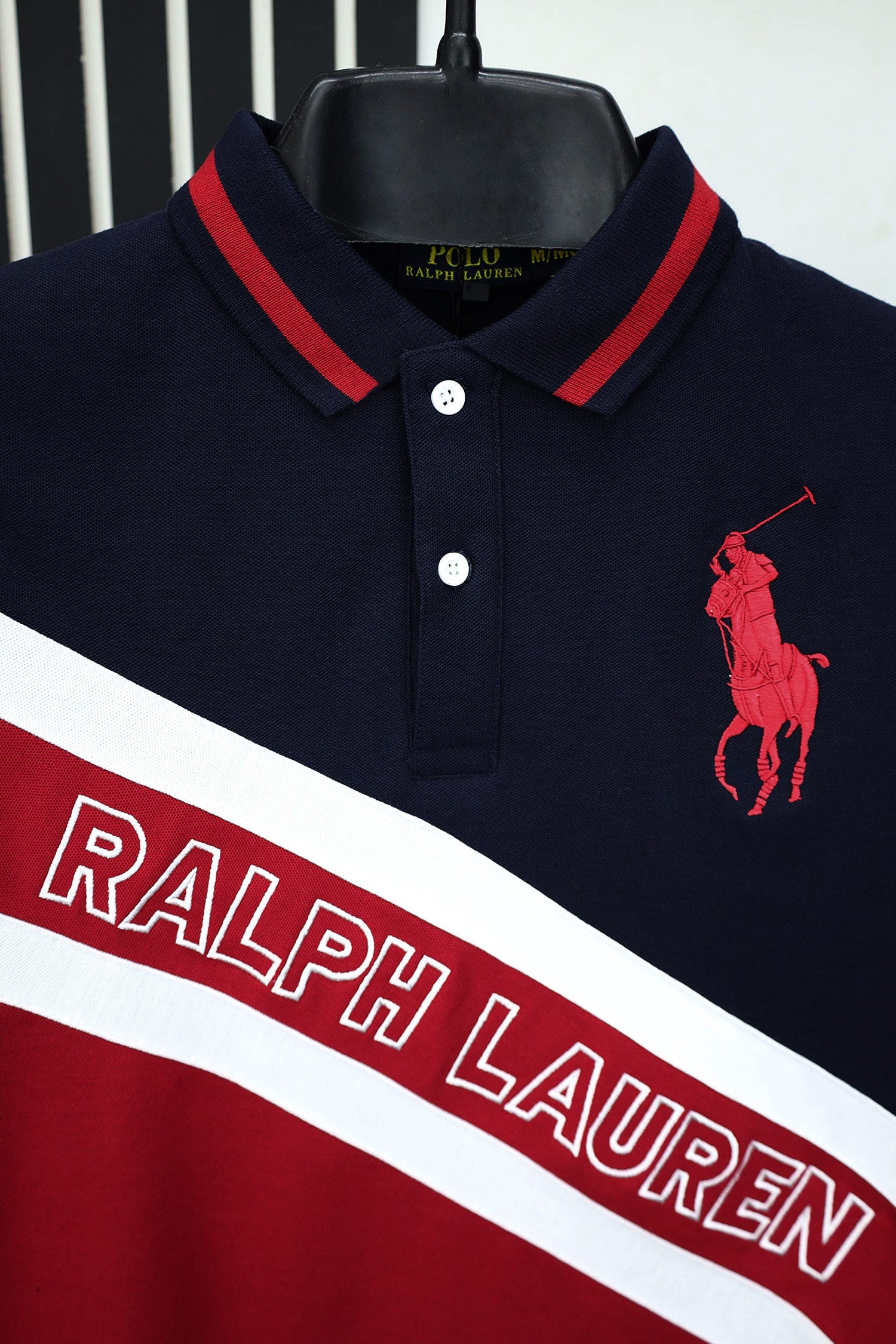 Rlph Laren Colorblock Diagonal -Stripe  Men's Polo Shirt