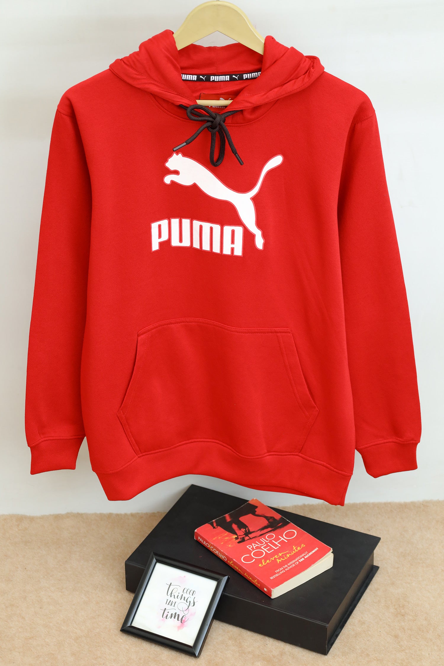 Pma Graphic Printed Logo Essential Fleece Hoodie In Red