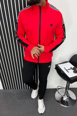 Adds Half Stripes Sportswear Men Zipper Tracksuit