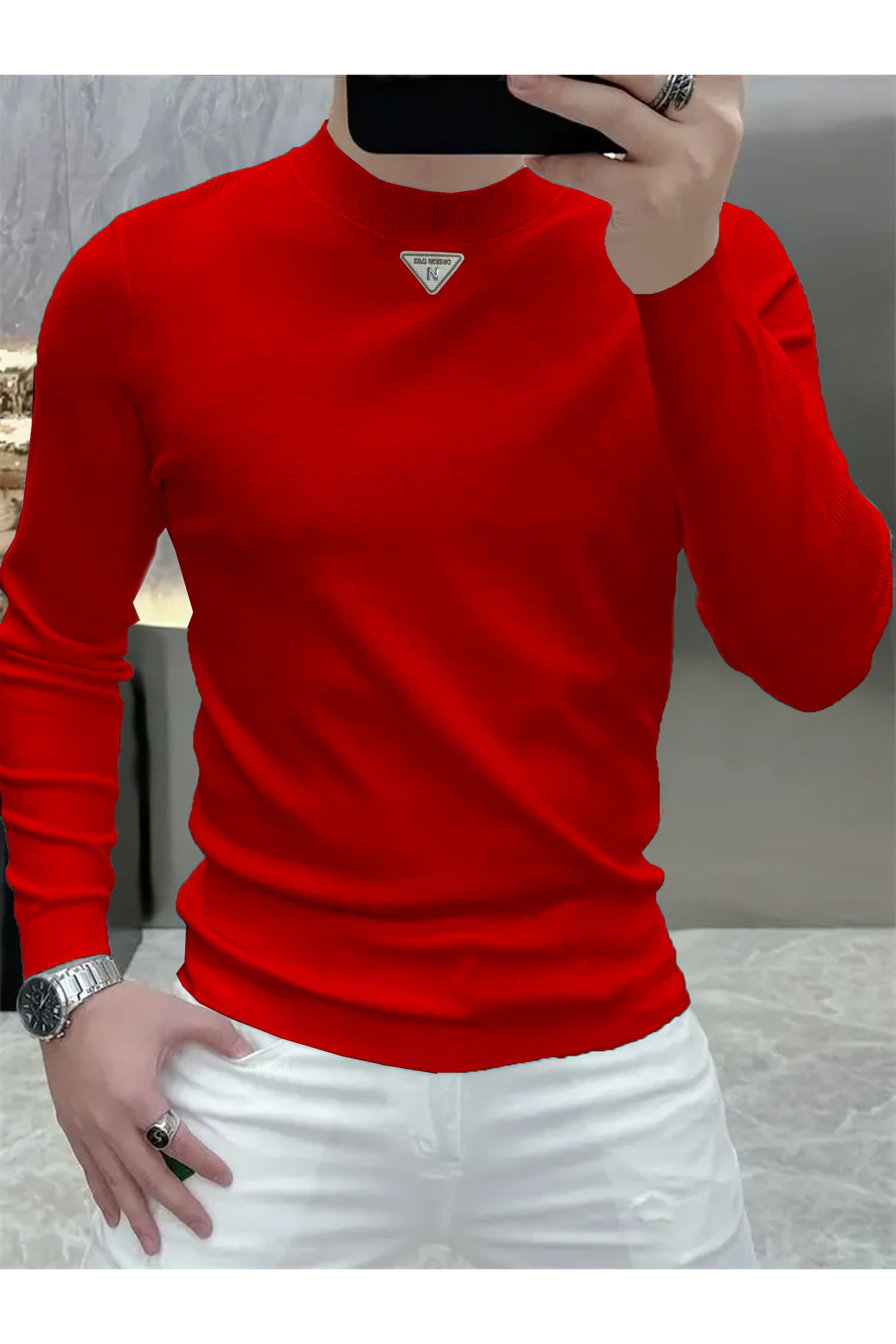 Warm Mock Neck Full Sleeves Men's Sweatshirt