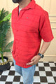 Turbo Knit Craft Crochet Casual Shirt In Red
